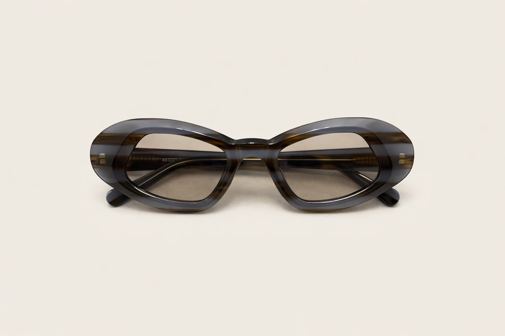 Rowan glasses in Smoke Tortoise with tinted lens