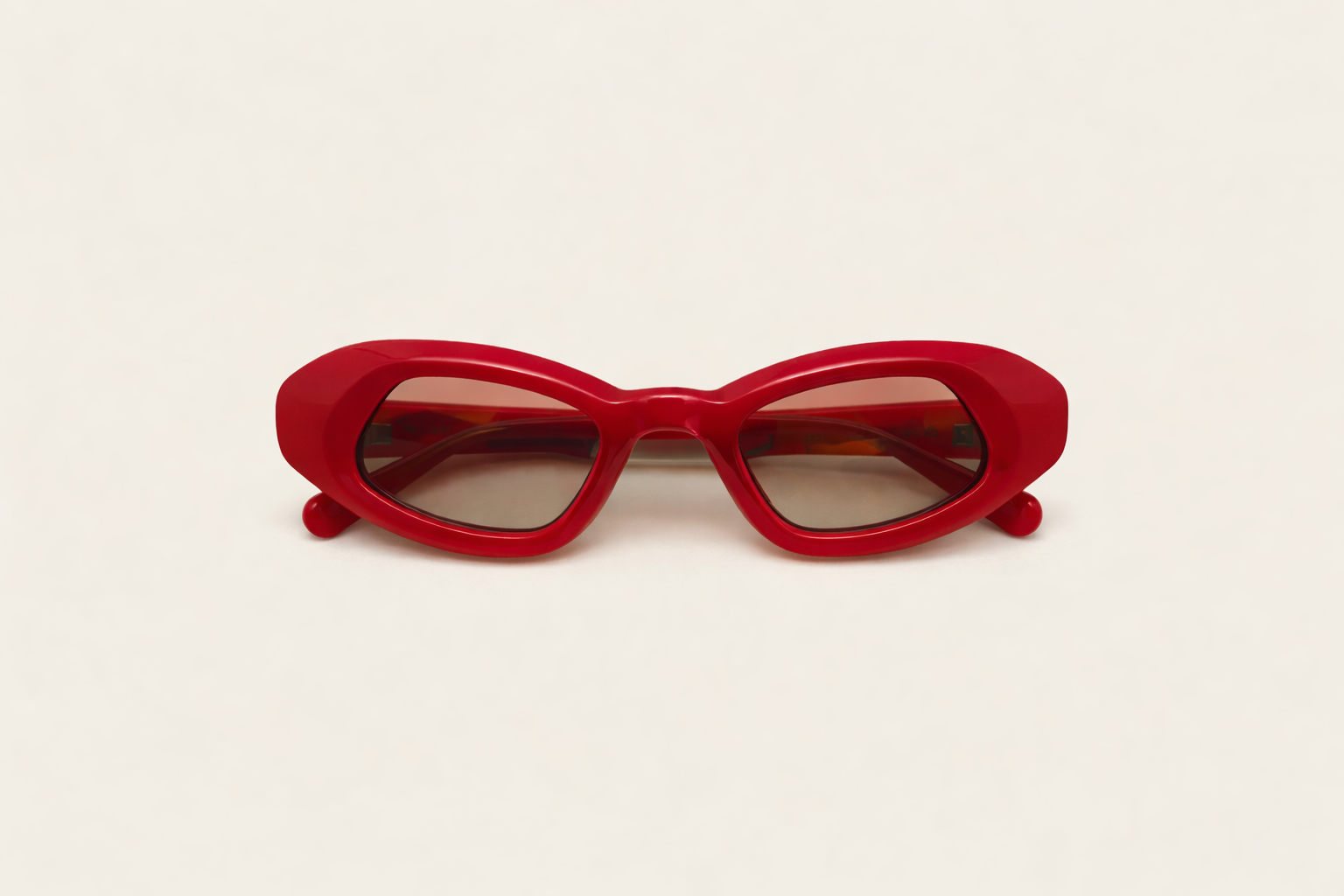 Rowan glasses in oxblood red and tinted lens